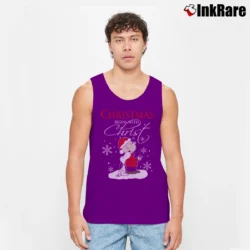Men’s Christmas Begins With Christ Snoopy Charlie Brown Tank Top in purple | Breathable, Active-Friendly Design