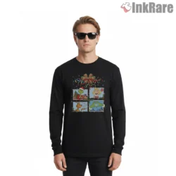 Christmas Grinch Storybook Panels Shirt on black long sleeve shirt for men graphic tee