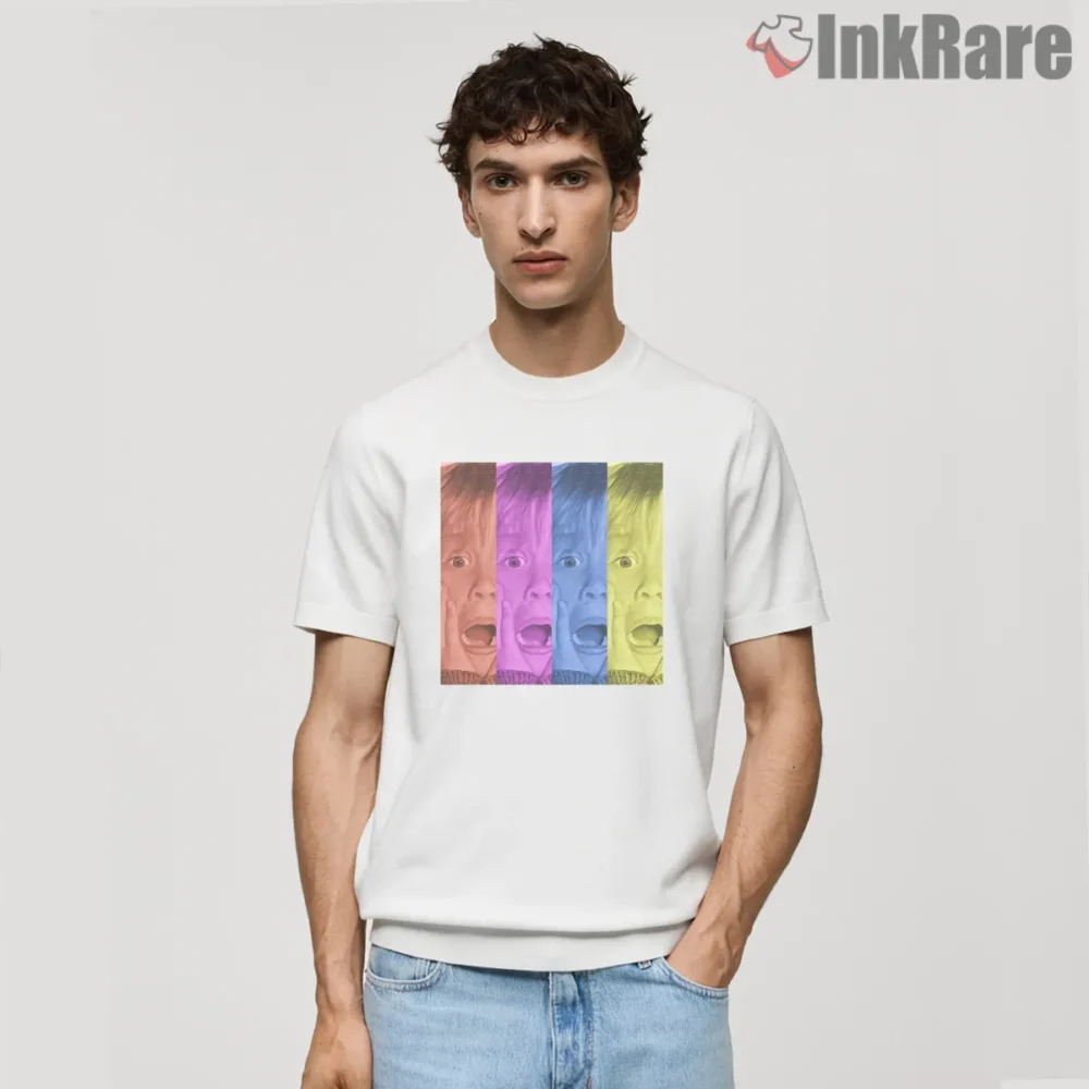 Christmas Kevin Pop Art Color Panels Shirt on white short sleeve shirt for men graphic tee
