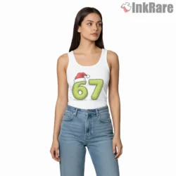 Christmas Sixty Seven Grinch Meme Sweater Shirt on white tank top for women graphic tee