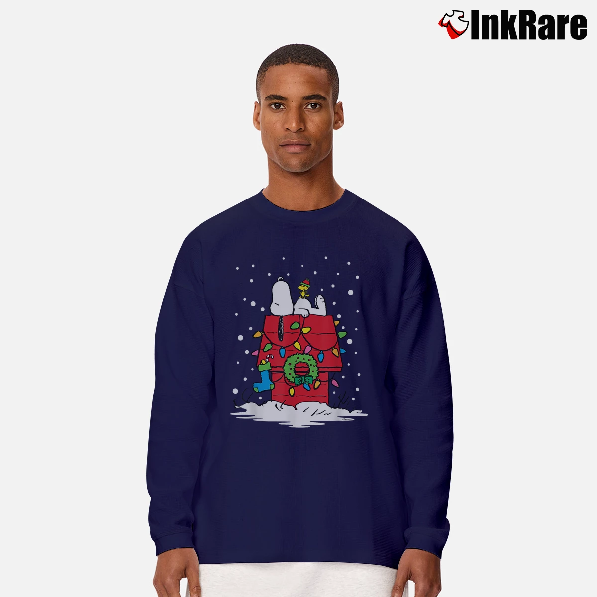 christmas snoopy and woodstock stocking Men’s Long-Sleeve Tee in navy – Versatile Layering Men’s christmas snoopy and woodstock stocking Long-Sleeve Shirt in navy | Sleek, Lightweight, Year-Round Wear
