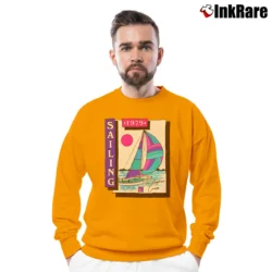 Men’s Christopher Cross Sailing Album Crewneck Sweatshirt in orange | Cozy Fabric, Clean Style