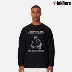 Men’s Chuck Norris Boogeyman Meme Humor Long-Sleeve Shirt in black | Sleek, Lightweight, Year-Round Wear