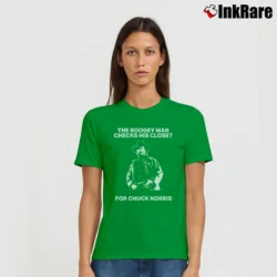 Women’s Chuck Norris Boogeyman Meme Humor Signature T-Shirt in irish green | Soft, Flattering Fit