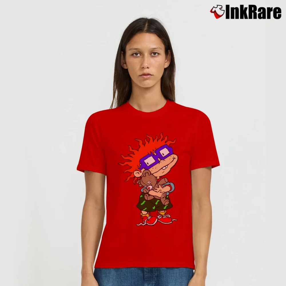 Women’s Chuckie Finster Rugrats Character Signature T-Shirt in red | Soft, Flattering Fit