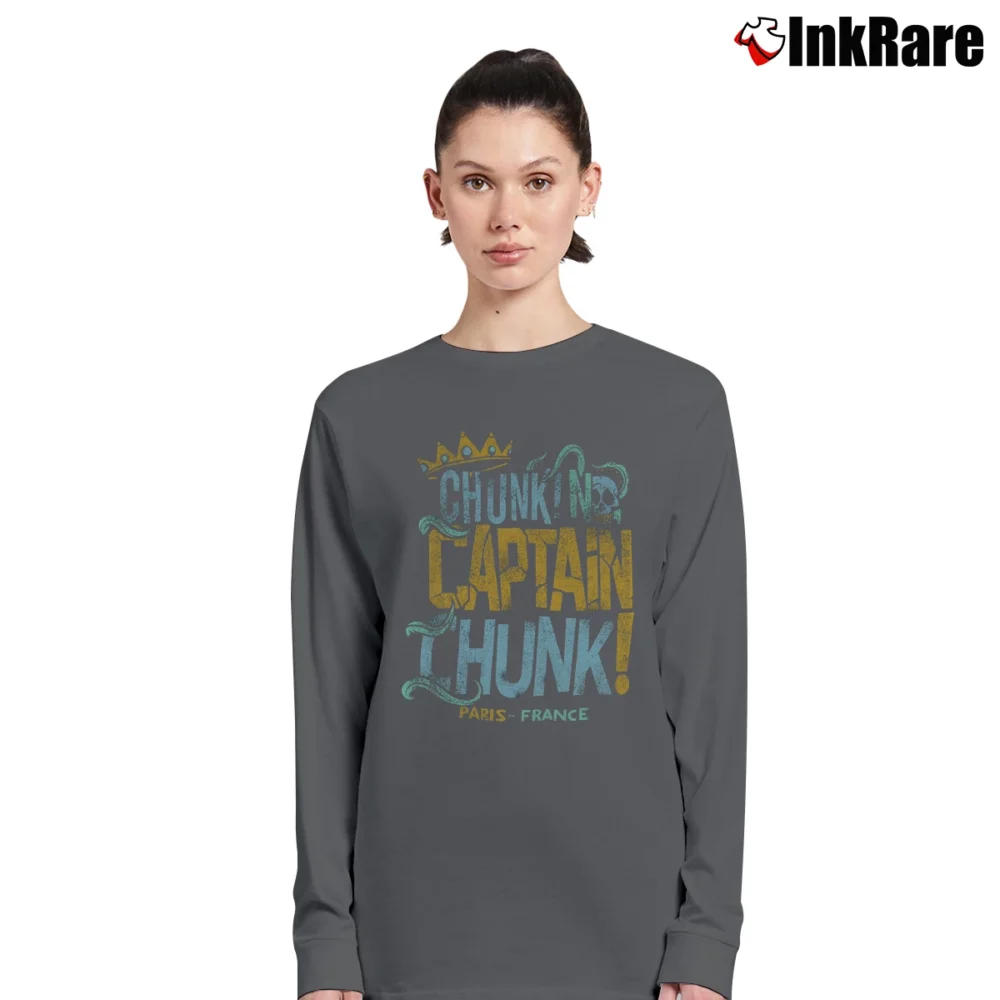 Women’s Chunk No Captain Chunk Crowned Logo Distressed Long-Sleeve Top in charcoal | Sleek, Versatile, All-Season
