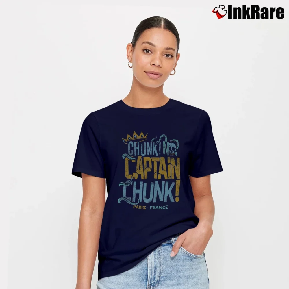 Women’s Chunk No Captain Chunk Crowned Logo Distressed Signature T-Shirt in navy | Soft, Flattering Fit