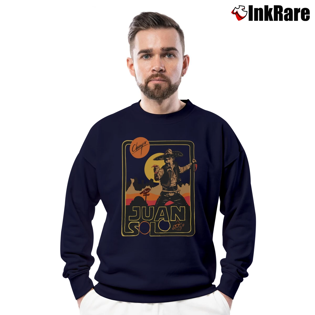 Men’s Chuy's Juan Solo Texas Austin Crewneck Sweatshirt in navy | Cozy Fabric, Clean Style