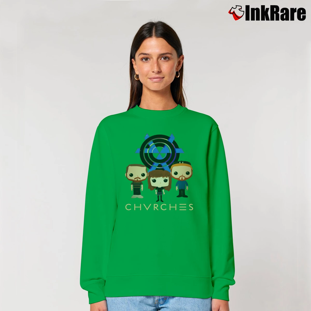Chvrches Pop Cartoon Women’s Relaxed Sweatshirt in irish green – Cozy Casual Women’s Chvrches Pop Cartoon Relaxed Sweatshirt in irish green | Soft, Laid-Back Vibe