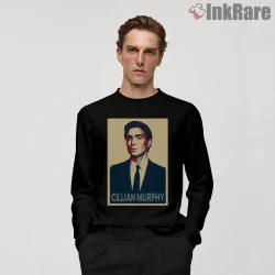 Cillian Murphy Portrait Pop Art Graphic Shirt on black long sleeve shirt for men graphic tee