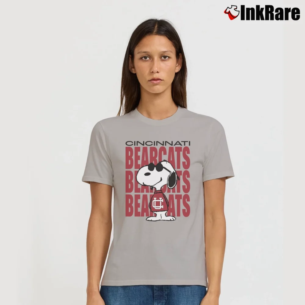 Women’s Cincinnati Bearcats Snoopy Joe Cool Signature T-Shirt in sport grey | Soft, Flattering Fit