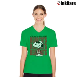 Women’s Cincinnati Bearcats Snoopy Joe Cool V-Neck Tee in irish green | Chic Neckline, Soft Texture