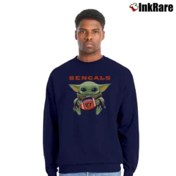 Men’s Cincinnati Bengals Baby Yoda Star Wars Football Crewneck Sweatshirt in navy | Cozy Fabric, Clean Style