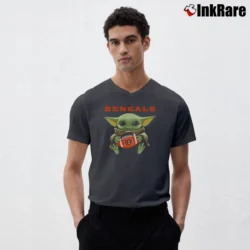 Men’s Cincinnati Bengals Baby Yoda Star Wars Football V-Neck Tee in charcoal | Sharp, Breathable, Everyday Staple