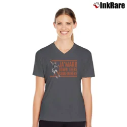 Women’s cincinnati bengals joe burrow ja'marr chase down there somewhere for NFL Fans V-Neck Tee in charcoal | Chic Neckline, Soft Texture
