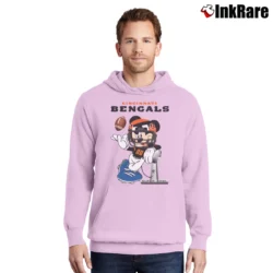 Men’s Cincinnati Bengals Mickey Mouse Super Bowl Pullover Hoodie in light pink | Cozy, Durable, Modern Fit