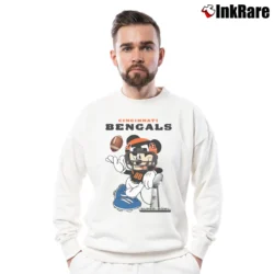 Men’s Cincinnati Bengals Mickey Mouse Super Bowl Crewneck Sweatshirt in white | Cozy Fabric, Clean Style