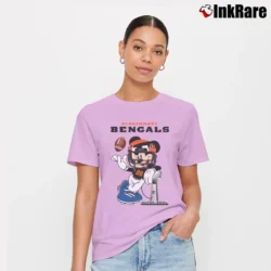 Women’s Cincinnati Bengals Mickey Mouse Super Bowl Signature T-Shirt in light pink | Soft, Flattering Fit