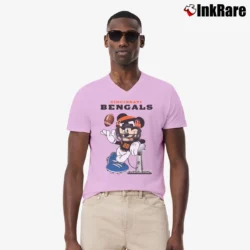 Men’s Cincinnati Bengals Mickey Mouse Super Bowl V-Neck Tee in light pink | Sharp, Breathable, Everyday Staple