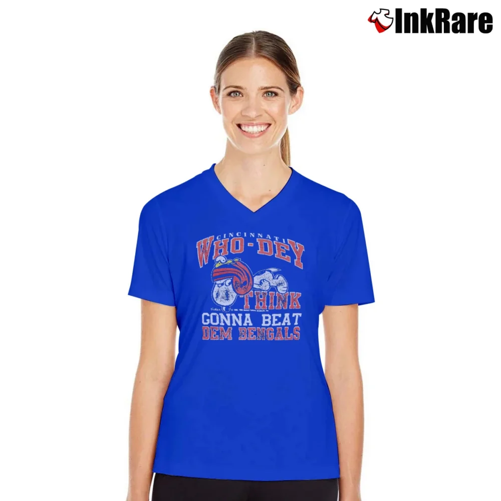 Women’s Cincinnati Bengals Snoopy Football V-Neck Tee in royal blue | Chic Neckline, Soft Texture