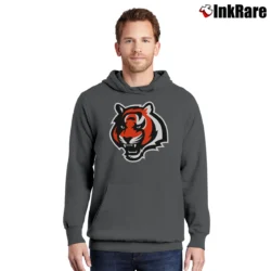 Men’s Cincinnati Bengals Tiger Face Football Pullover Hoodie in charcoal | Cozy, Durable, Modern Fit
