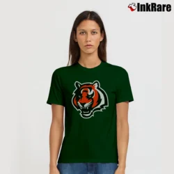 Women’s Cincinnati Bengals Tiger Face Football Signature T-Shirt in forest green | Soft, Flattering Fit