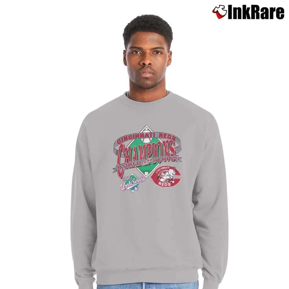 Men’s Cincinnati Reds 1990 World Series Crewneck Sweatshirt in sport grey | Cozy Fabric, Clean Style