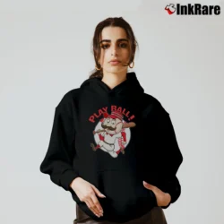 Women’s Cincinnati Reds Mascot Mr Red Play Ball Cozy Hoodie in black | Warm, Structured, Stylish