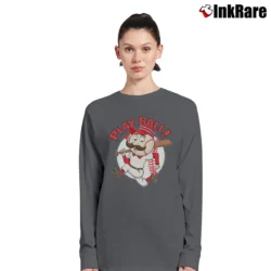 Women’s Cincinnati Reds Mascot Mr Red Play Ball Long-Sleeve Top in charcoal | Sleek, Versatile, All-Season