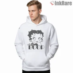 Classic Betty Boop Face Logo Icon Shirt on white hoodie for men graphic tee