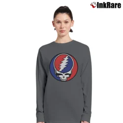 Women’s Classic Grateful Dead Steal Your Face Vintage Rock Rare Long-Sleeve Top in charcoal | Sleek, Versatile, All-Season