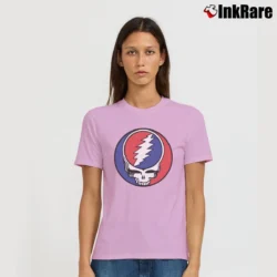 Women’s Classic Grateful Dead Steal Your Face Vintage Rock Rare Signature T-Shirt in light pink | Soft, Flattering Fit