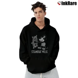 Men’s Classic Mickey Steamboat Willie Pullover Hoodie in black | Cozy, Durable, Modern Fit