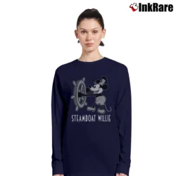 Women’s Classic Mickey Steamboat Willie Long-Sleeve Top in navy | Sleek, Versatile, All-Season