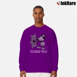 Men’s Classic Mickey Steamboat Willie Long-Sleeve Shirt in purple | Sleek, Lightweight, Year-Round Wear