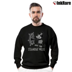Men’s Classic Mickey Steamboat Willie Crewneck Sweatshirt in black | Cozy Fabric, Clean Style