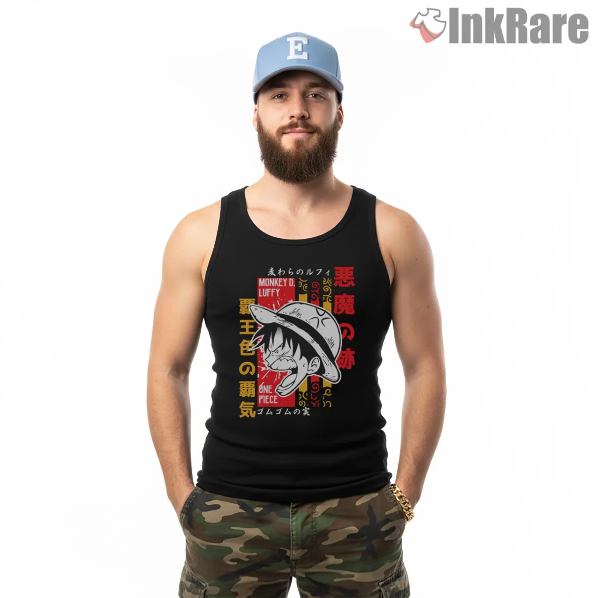 Classic Monkey D Luffy Manga Portrait Anime Tank Top Black Classic Monkey D Luffy Manga Portrait Anime Shirt on black tank top for men graphic tee