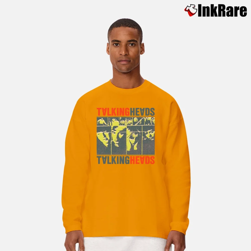 Men’s Classic Talking Heads Poster Long-Sleeve Shirt in orange | Sleek, Lightweight, Year-Round Wear