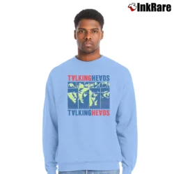 Men’s Classic Talking Heads Poster Crewneck Sweatshirt in light blue | Cozy Fabric, Clean Style