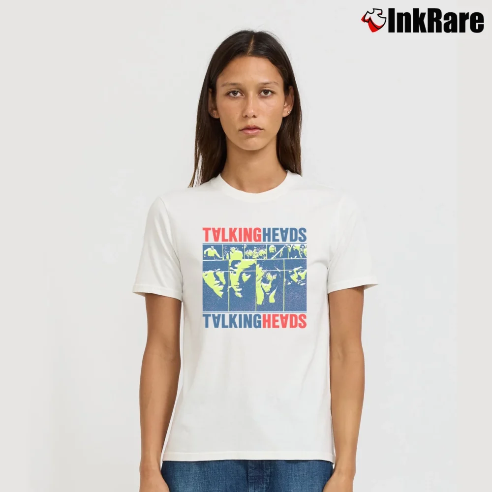 Women’s Classic Talking Heads Poster Signature T-Shirt in white | Soft, Flattering Fit