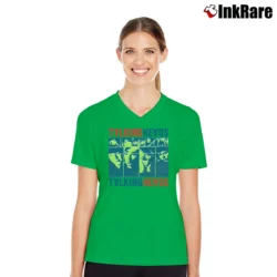 Women’s Classic Talking Heads Poster V-Neck Tee in irish green | Chic Neckline, Soft Texture