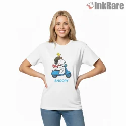 Classic Walking Snoopy Minimal Shirt on white short sleeve shirt for women graphic tee