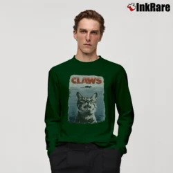 Men’s Claws Cat And Mouse Jaws Parody Long-Sleeve Shirt in forest green | Sleek, Lightweight, Year-Round Wear