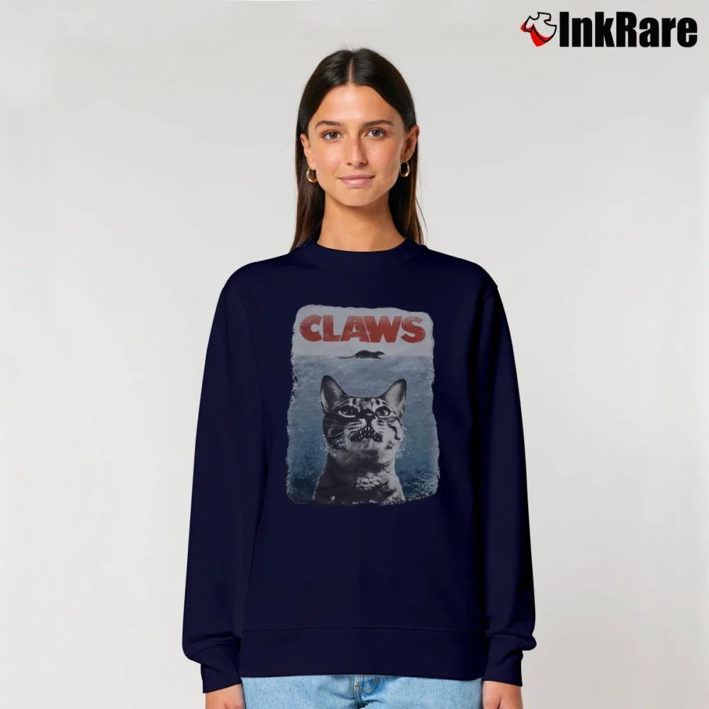 Women’s Claws Cat And Mouse Jaws Parody Relaxed Sweatshirt in navy | Soft, Laid-Back Vibe