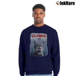 Men’s Claws Cat And Mouse Jaws Parody Crewneck Sweatshirt in navy | Cozy Fabric, Clean Style