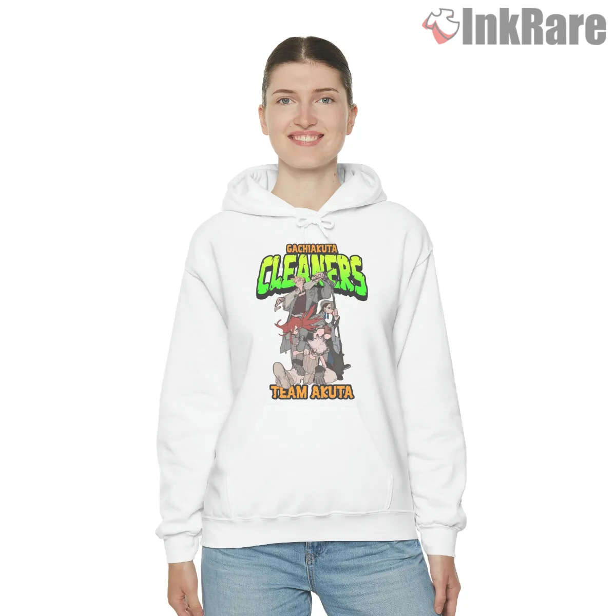 Cleaners Team Standing Group Minimal Anime Shirt on white hoodie for women graphic tee