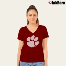 Women’s Clemson Paw V-Neck Tee in maroon | Chic Neckline, Soft Texture