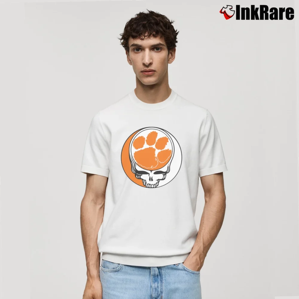 Men’s Clemson Tigerpaw Football Grateful Dead Steal Your Face Classic T-Shirt in white | Soft, Breathable Everyday Wear