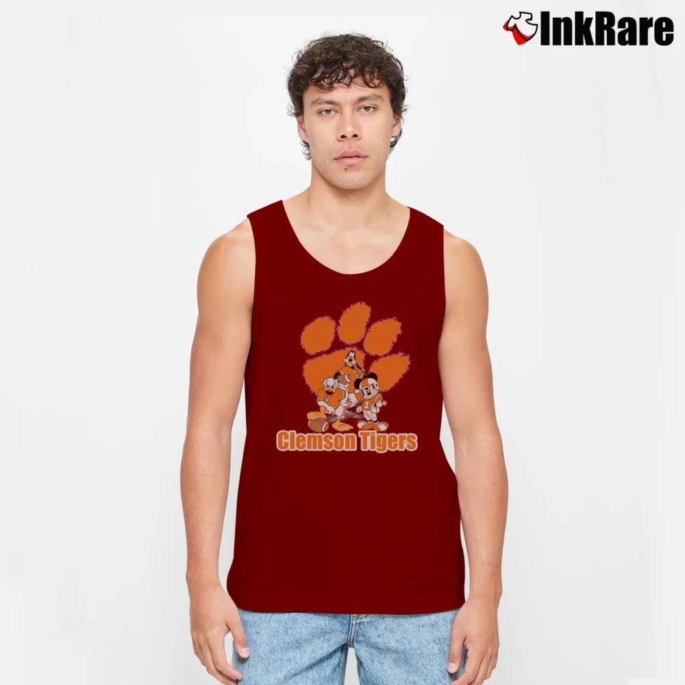 Men’s Clemson Tigers Mickey Mouse Christmas Tank Top in maroon | Breathable, Active-Friendly Design