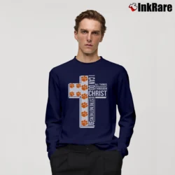Men’s Clemson University Tiger Paw I Can Do All Things Through Christ Who Strengthens Me Long-Sleeve Shirt in navy | Sleek, Lightweight, Year-Round Wear